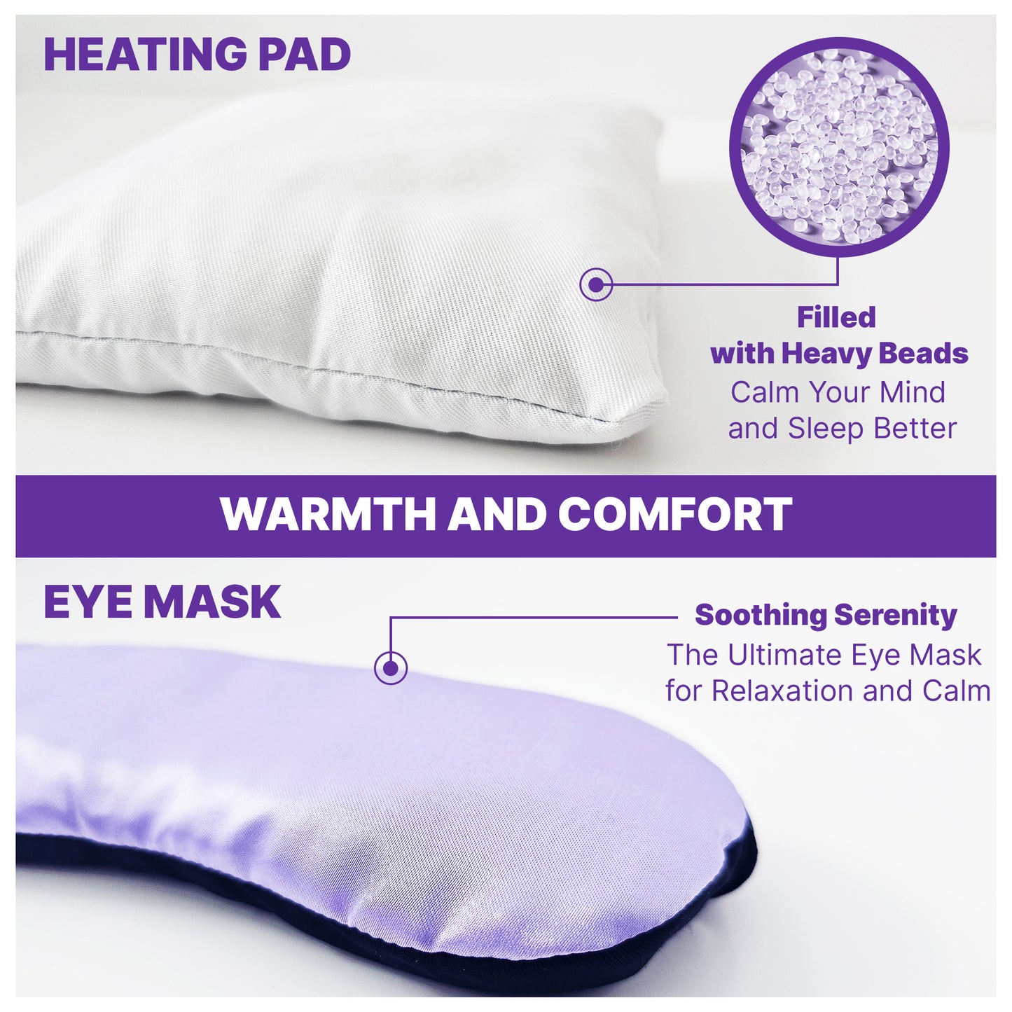 2-in1 Microwavable Heating Pad for Period Cramps + Eye mask Heating pad – Cute Stuffed Animal Heating Pad for Women & Teens, Portable Menstrual Microwave Heating Pad with Lavender Scent