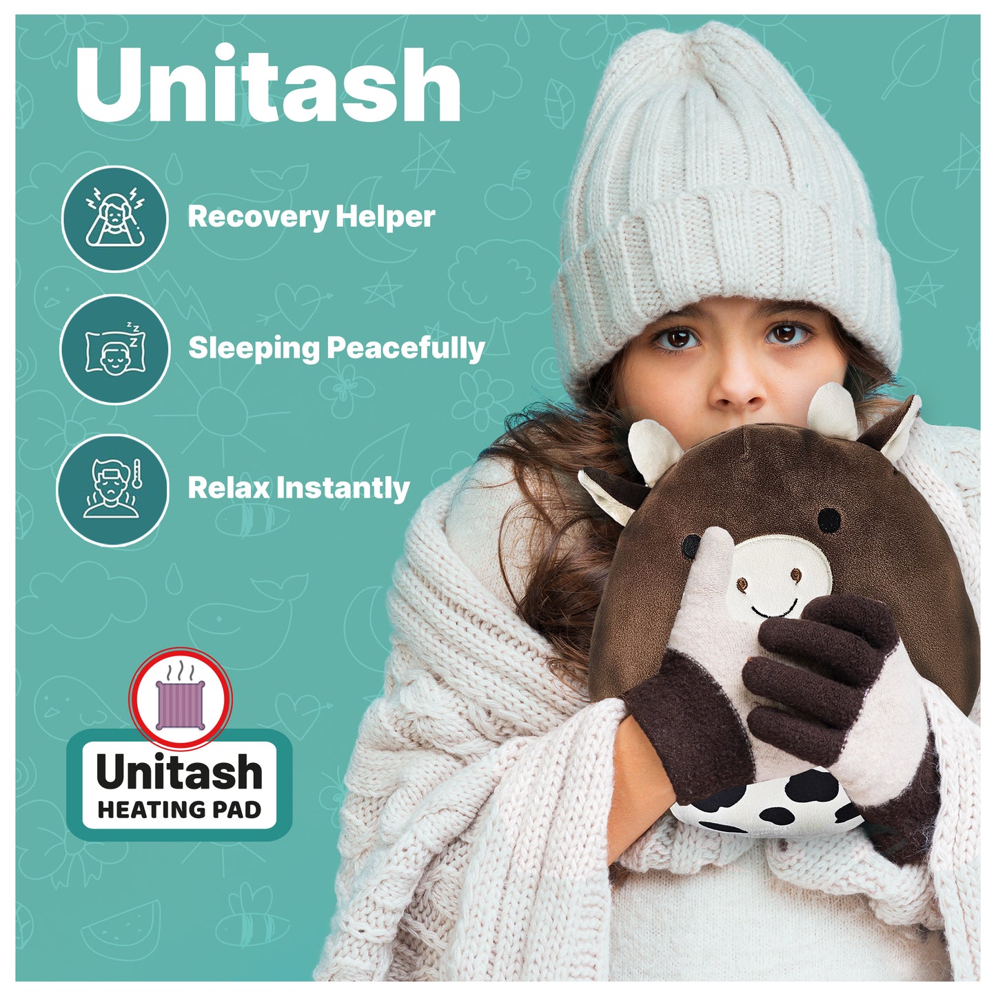 Microwavable Heating Pad for Period Cramps – Cute Stuffed Animal Heating Pad for Women & Teens, Portable Menstrual Microwave Heating Pad with Lavender Scent – Plush, Cordless, Reusable