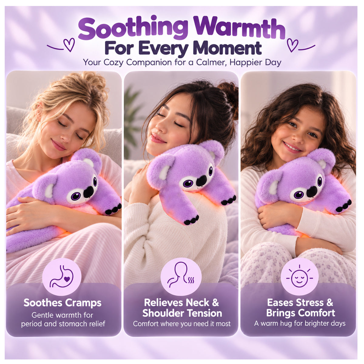 Microwavable Heating Pad for Period Cramps– Cute Stuffed Animal Heating Pad for Women & Teens, Portable Menstrual Microwave Heating Pad odorless (Koala)