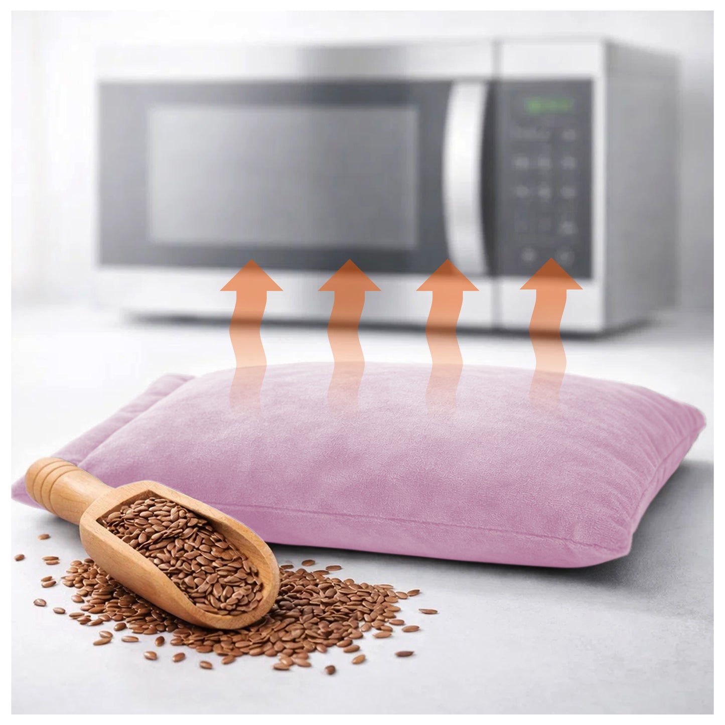 Microwavable Heating Pad for Period Cramps, Heating pad–Machine Washable Cover-Heating Pad, Portable Menstrual Microwave Heating Pad- Unscented (Pink Pillow)