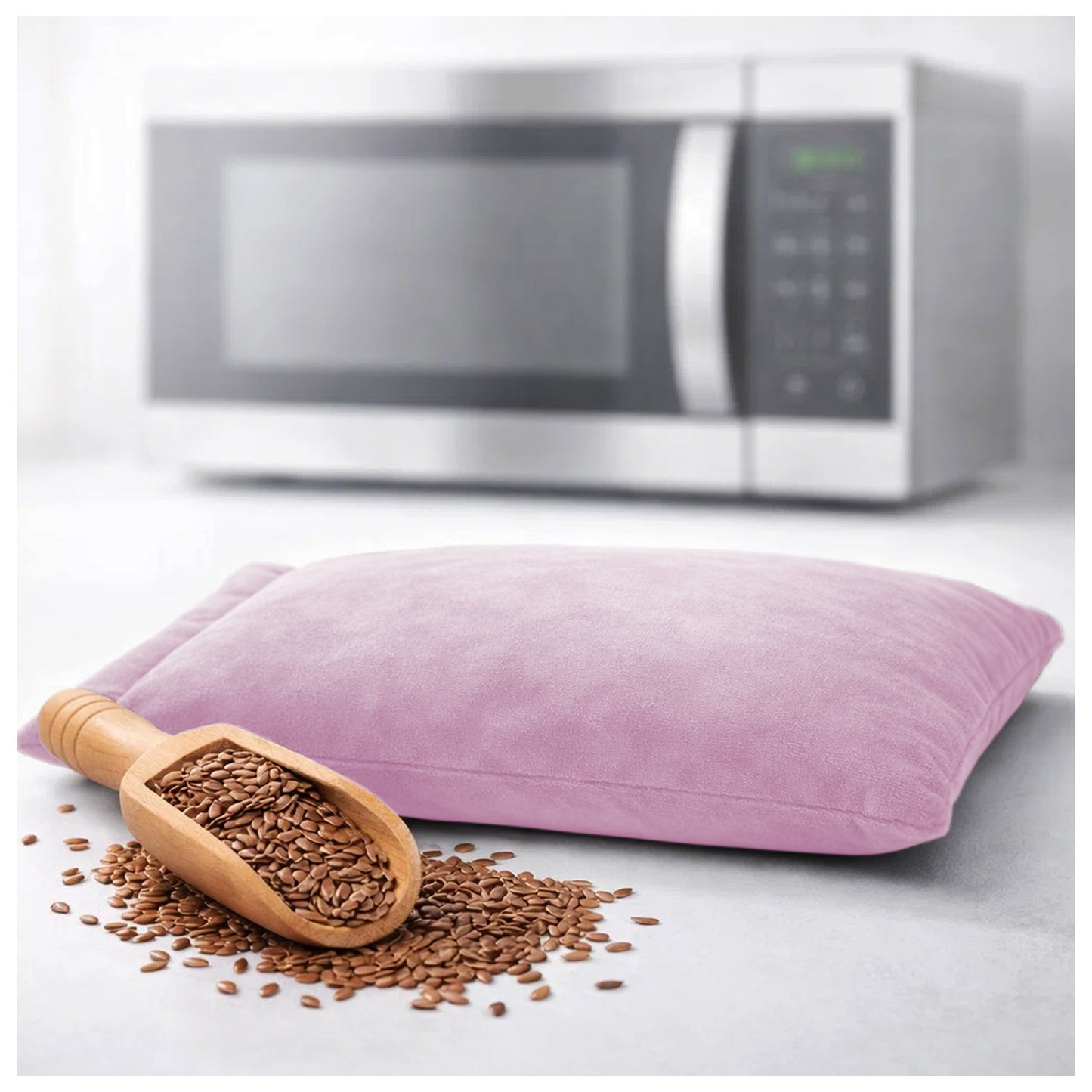 Microwavable Heating Pad for Period Cramps, Heating pad–Machine Washable Cover-Heating Pad, Portable Menstrual Microwave Heating Pad- Unscented (Pink Pillow)