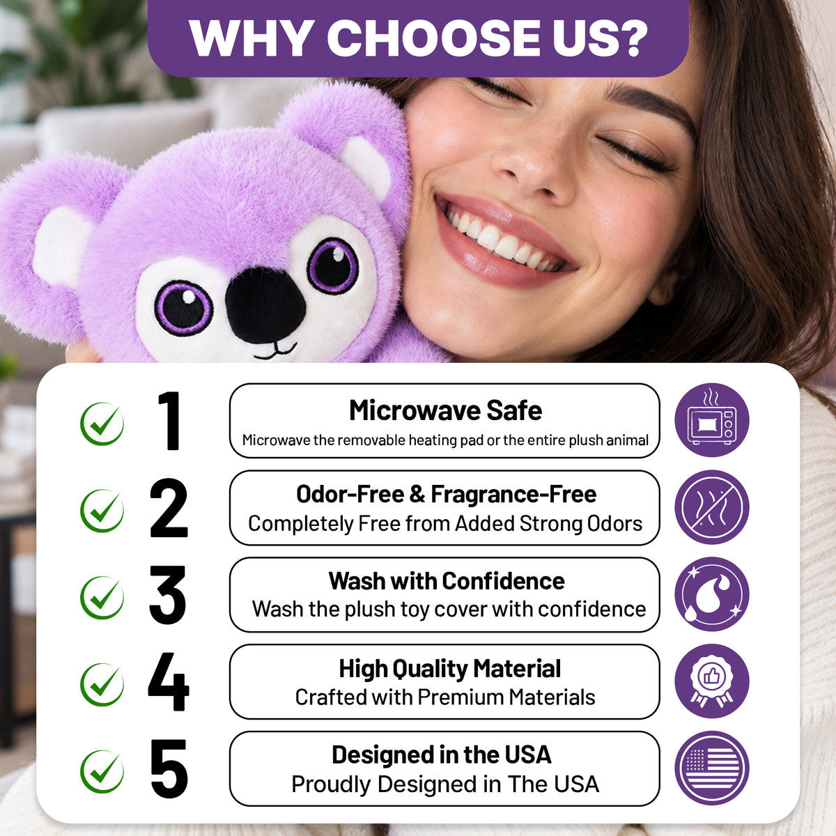 Microwavable Heating Pad for Period Cramps– Cute Stuffed Animal Heating Pad for Women & Teens, Portable Menstrual Microwave Heating Pad odorless (Koala)