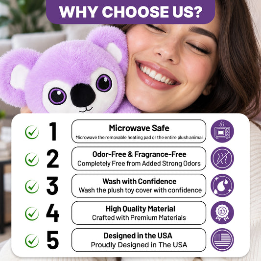 Microwavable Heating Pad for Period Cramps– Cute Stuffed Animal Heating Pad for Women & Teens, Portable Menstrual Microwave Heating Pad odorless (Koala)