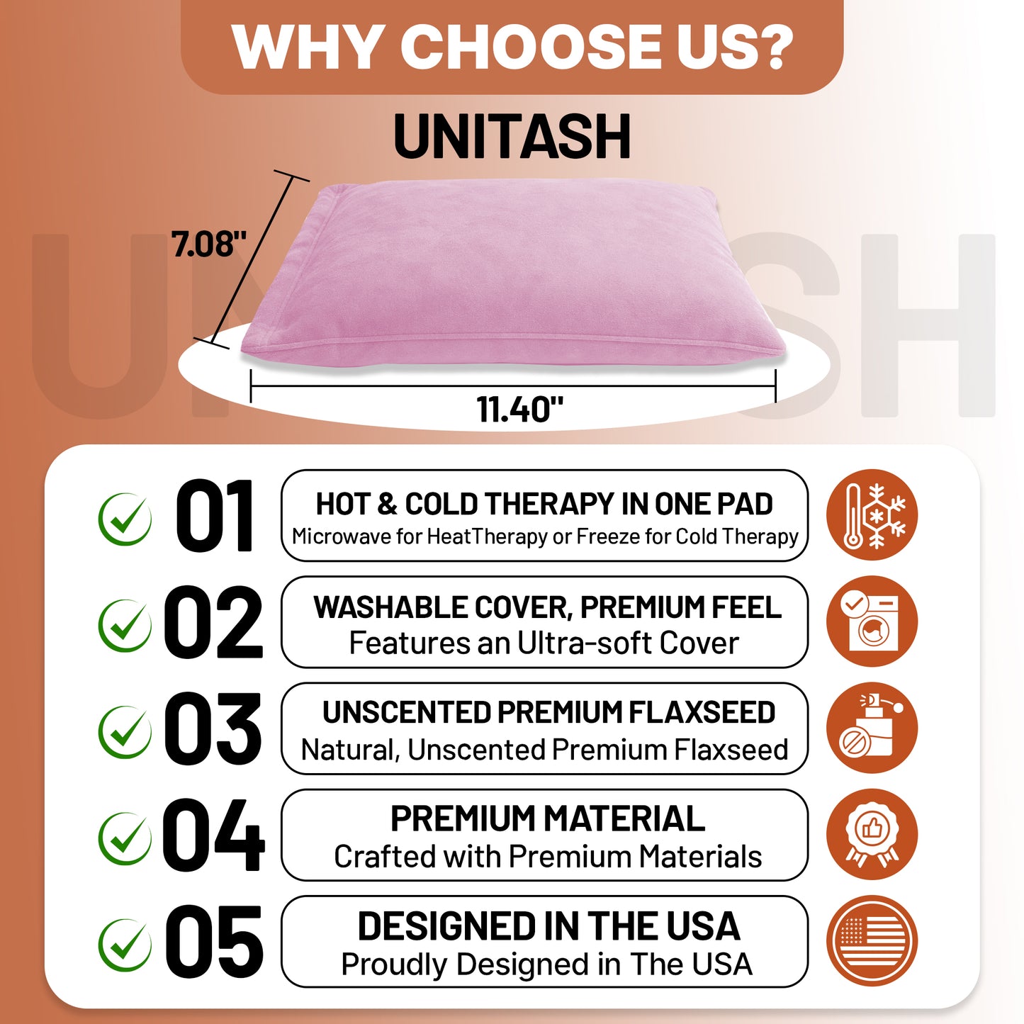 Microwavable Heating Pad for Period Cramps, Heating pad–Machine Washable Cover-Heating Pad, Portable Menstrual Microwave Heating Pad- Unscented (Pink Pillow)