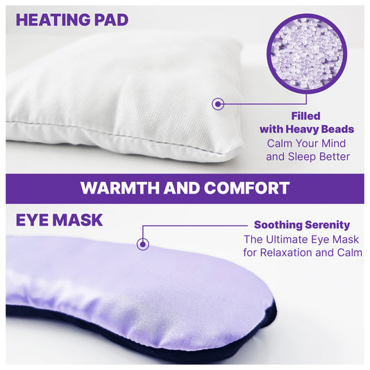2-in1 Microwavable Heating Pad for Period Cramps + Eye mask Heating pad – Cute Stuffed Animal Heating Pad for Women & Teens, Portable Menstrual Microwave Heating Pad with Lavender Scent