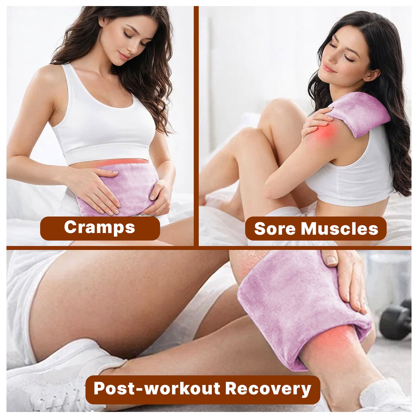 Microwavable Heating Pad for Period Cramps, Heating pad–Machine Washable Cover-Heating Pad, Portable Menstrual Microwave Heating Pad- Unscented (Pink Pillow)