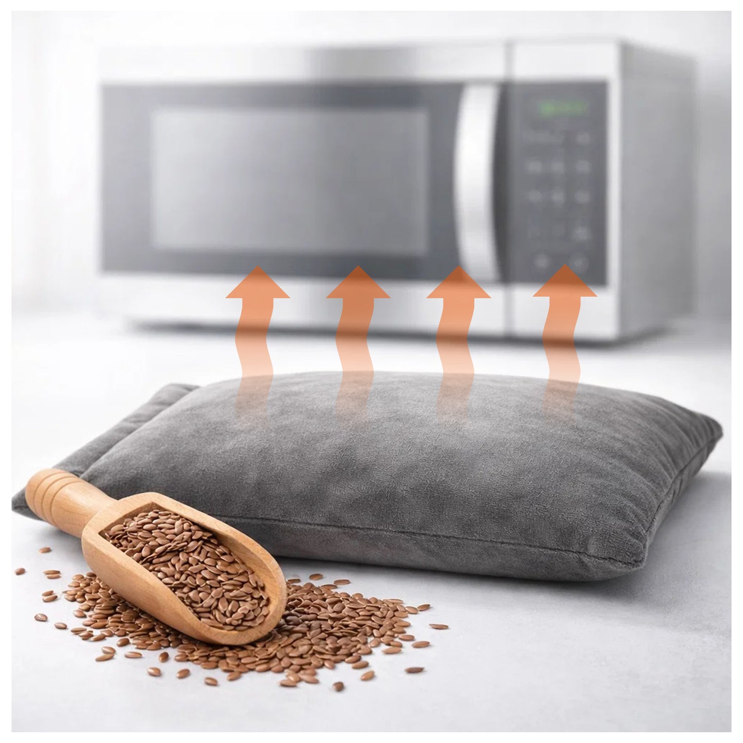 Microwavable Heating Pad for Period Cramps, Heating pad–Machine Washable Cover-Heating Pad, Portable Menstrual Microwave Heating Pad- Unscented (Grey Pillow)